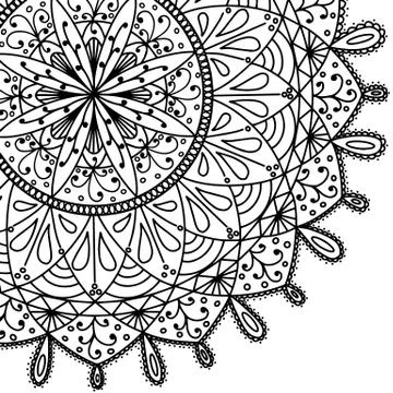 Hand drawn mandala pattern with floral elements for coloring book Illustrazione stock