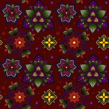 Hand drawn Mandala. seamless pattern from floral doodle. circular colored p.. Stock Illustration