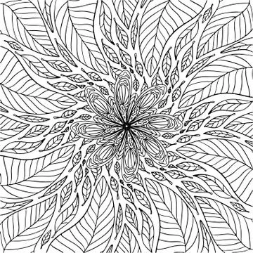 Hand drawn mandala type. Dynamic contour repeating elements. Coloring pages a Illustrazione stock