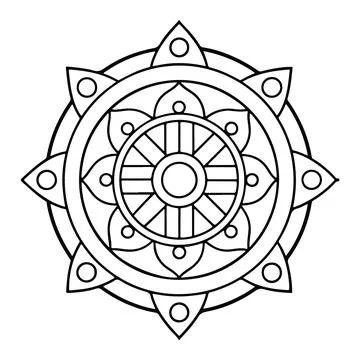 Hand-drawn mandala in vector format. A vibrantly decorated mandala. Separate Stock Illustration