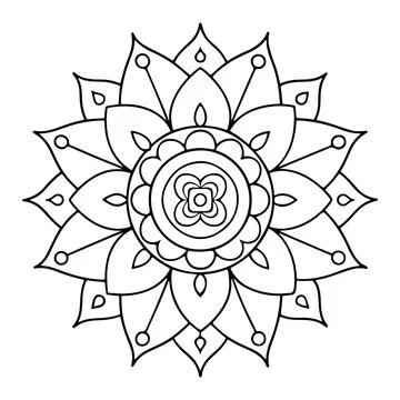 Hand-drawn mandala in vector format. A vibrantly decorated mandala. Separate Stock Illustration