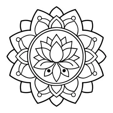 Hand-drawn mandala in vector format. A vibrantly decorated mandala. Separate Stock Illustration