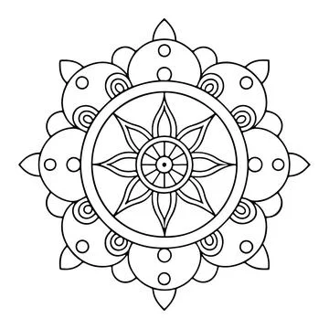 Hand-drawn mandala in vector format. A vibrantly decorated mandala. Separate Stock Illustration
