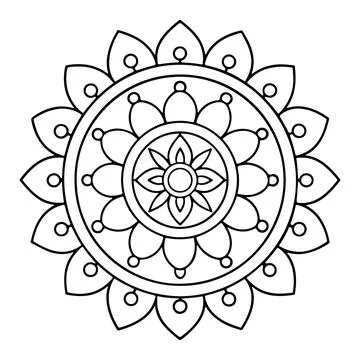 Hand-drawn mandala in vector format. A vibrantly decorated mandala. Separate Stock Illustration