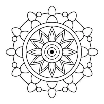Hand-drawn mandala in vector format. A vibrantly decorated mandala. Separate Stock Illustration