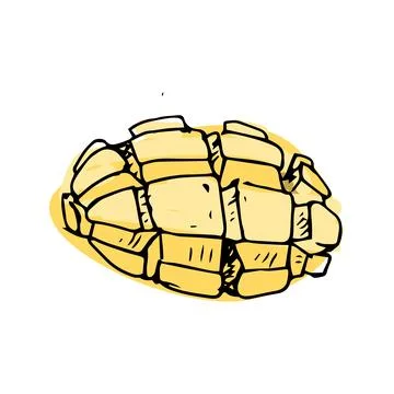 Hand drawn Mango fruit cut in sketch イラスト素材