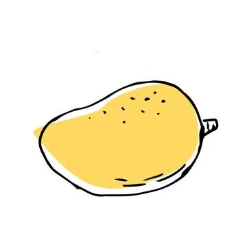 Hand drawn Mango fruit in yellow color イラスト素材