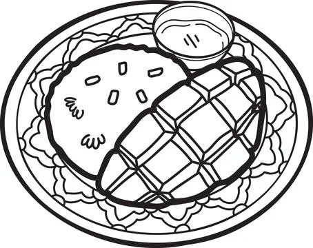Hand Drawn Mango sticky rice or Thai food illustration Stock Illustration