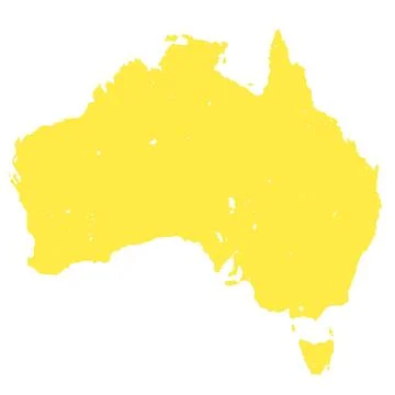 Hand drawn map of australia isolated on white background Stock Illustration