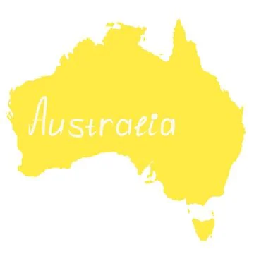 Hand drawn map of australia isolated on white background Stock Illustration