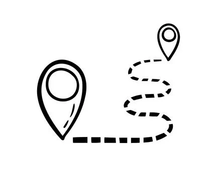 Hand drawn map distance measuring icon. Doodle Map route vector pictogram Stock Illustration