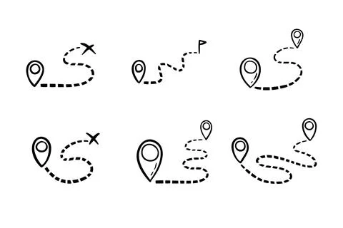 Hand drawn map distance measuring icon. Doodle Map route vector pictogram Stock Illustration