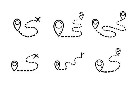 Hand drawn map distance measuring icon. Doodle Map route vector pictogram Stock Illustration