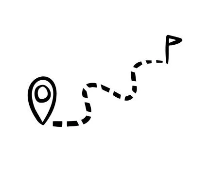 Hand drawn map distance measuring icon. Doodle Map route vector pictogram Stock Illustration