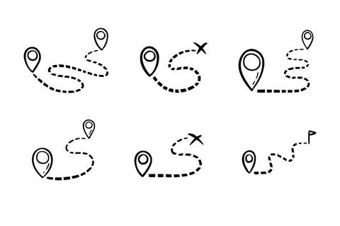 Hand drawn map distance measuring icon. Doodle Map route vector pictogram Stock Illustration
