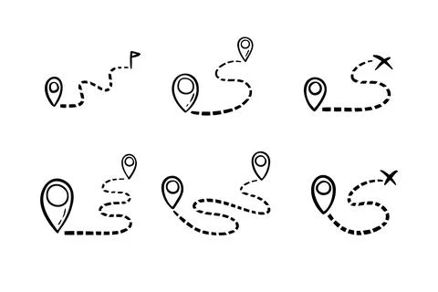 Hand drawn map distance measuring icon. Doodle Map route vector pictogram Stock Illustration