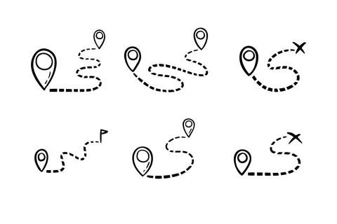 Hand drawn map distance measuring icon. Doodle Map route vector pictogram Stock Illustration
