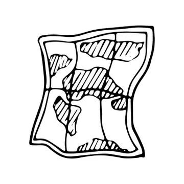 Hand Drawn map doodle. Sketch style icon. Decoration element. Isolated on whi Stock Illustration