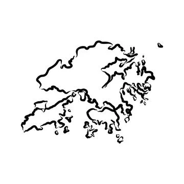 Hand drawn map of Hong Kong back school background. Vector Illustration Stock Illustration