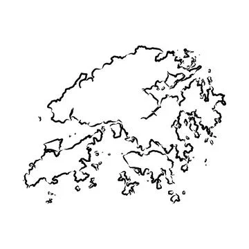 Hand drawn map of Hong Kong back school background. Vector Illustration Stock Illustration