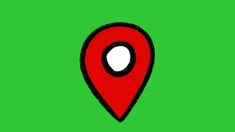 Hand-Drawn Map Location Pin Animation on Green Screen | 2D Vector Navigation Stock Footage 332614992