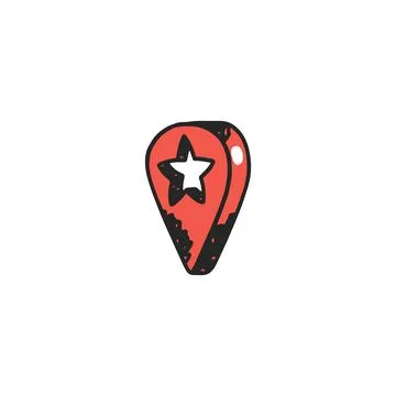 Hand drawn map location pointer or marker, sketch vector illustration isolated Illustrazione stock