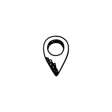 Hand drawn map pin for location determination, doodle vector illustration Stock Illustration