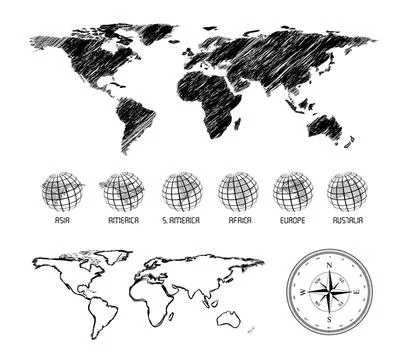 Hand drawn map of the world Hand drawn map of the world. Vector illustrati... Stock Photos