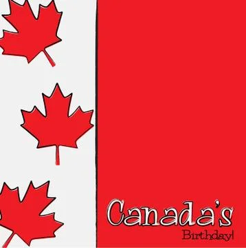 Hand drawn maple leaf Canada Day card in vector format. Stock Illustration