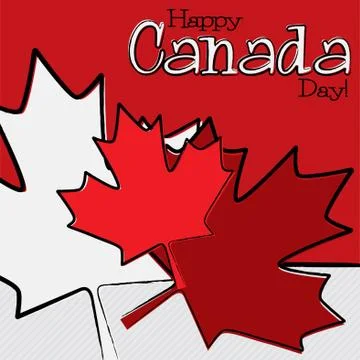 Hand drawn maple leaf Canada Day card in vector format. Stock Illustration