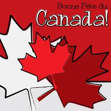 Hand drawn maple leaf Canada Day card in vector format. Stock Illustration