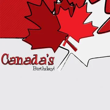 Hand drawn maple leaf Canada Day card in vector format. Stock Illustration