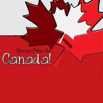 Hand drawn maple leaf Canada Day card in vector format. Stock Illustration