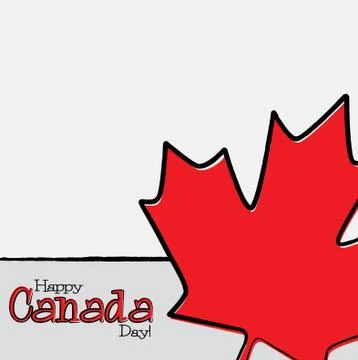Hand drawn maple leaf Canada Day card in vector format. Stock Illustration