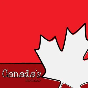 Hand drawn maple leaf Canada Day card in vector format. Stock Illustration