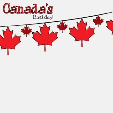 Hand drawn maple leaf Canada Day card in vector format. Stock Illustration