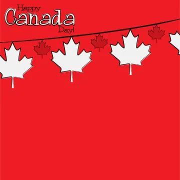 Hand drawn maple leaf Canada Day card in vector format. Stock Illustration