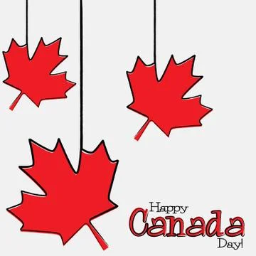 Hand drawn maple leaf Canada Day card in vector format. Illustrazione stock
