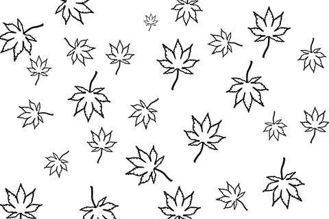 Hand Drawn Maple Leaf Outline Seamless Pattern Minimal Botanical Illustration Stock Illustration