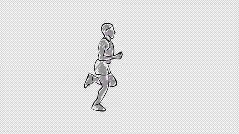 Hand drawn Marathon Runner with transparent (alpha) background Stock Footage 249618602