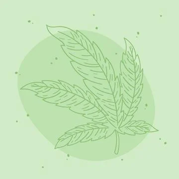 Hand drawn marijuana leaf outline illustration Stock Illustration