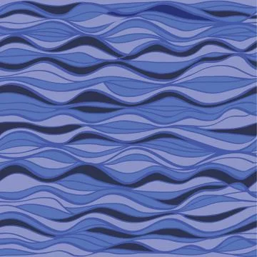 Hand-drawn marine pattern, waves background Illustrazione stock