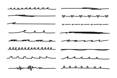 Hand-Drawn Marker Scribble Strokes and Underlines Collection Stock Illustration