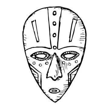 Hand-drawn mask. Isolated on a white background. Vector illustration. Stock Illustration