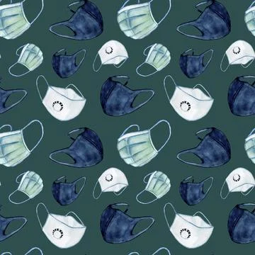 Hand drawn masks seamless pattern Stock Illustration