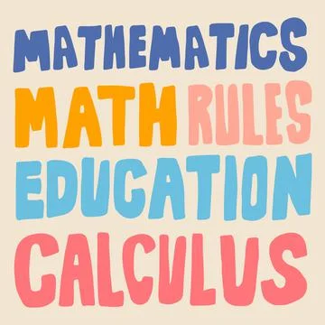 Hand Drawn Math, Ruler, Education and Calculator Lettering Design Stock Illustration