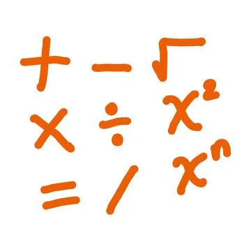 Hand drawn math signs on white background. Vector illustration. Eps 10. Stock Illustration