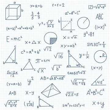 Hand drawn math symbols icon in flat style. Mathematics formula vector illu.. イラスト素材