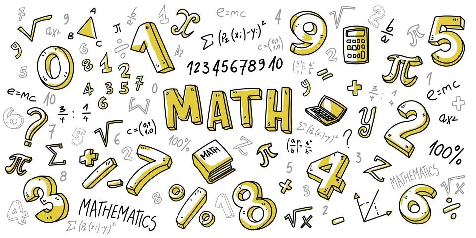 Hand drawn math symbols. Math symbols on green background. sketch math symb.. Stockillustratie