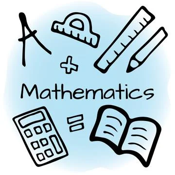 Hand drawn mathematics design set. Doodle style vector illustration Illustrazione stock